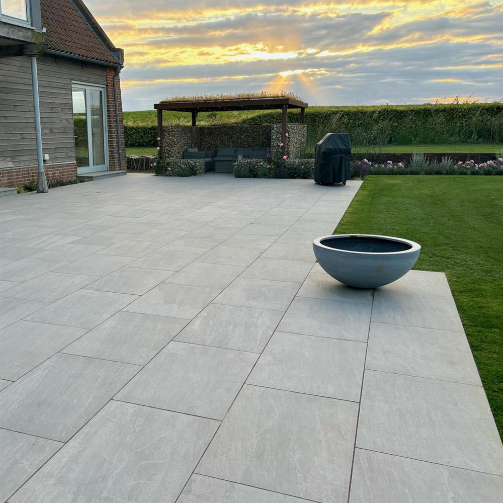 Kandla grey porcelain patio slabs